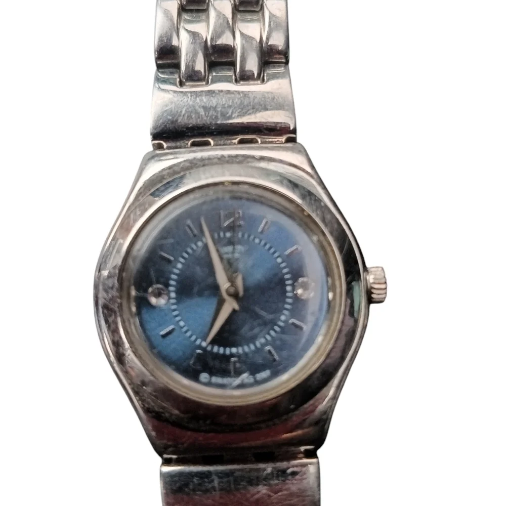Swatch Vintage Irony Swiss Made Black and Silver Round Watch Working